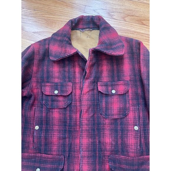 Vintage 50s 60s XL (size 46) Woolrich 503 Mackinaw Buffalo Plaid Wool Hunting Ja - Picture 4 of 11